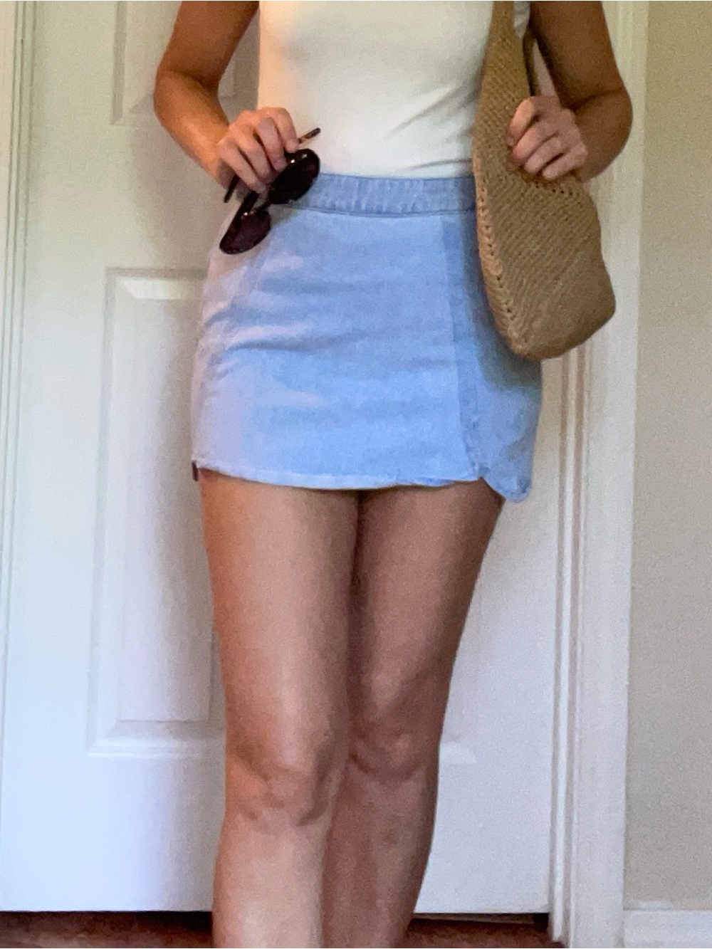 PacSun Light Blue Mini Skirt with Elastic Waist